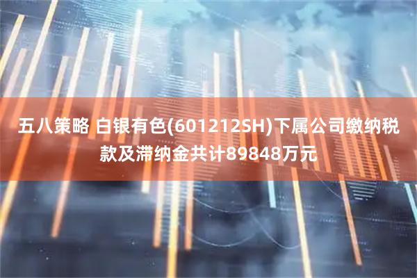 五八策略 白银有色(601212SH)下属公司缴纳税款及滞纳金共计89848万元